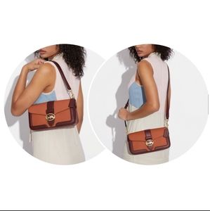 NWT Coach Georgie Shoulder Bag Crossbody Colorblock Orange Brown Two Way Bag